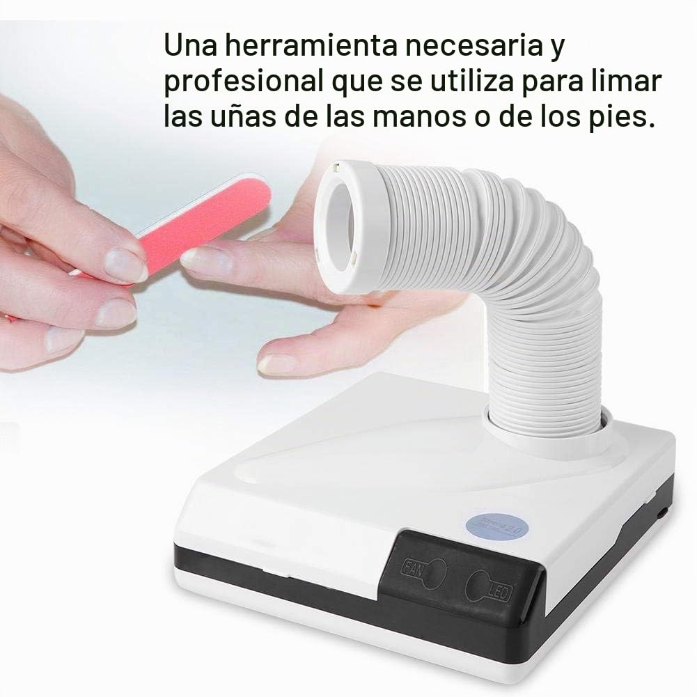 6W 2 En 1 Aspirador de Polvo de Uñas con Tubo Elástico Retráctil, Extractor de Polvo de Uñas, Colector de Polvo de Uñas Profesional, Limpiador de Polvo Mejorado para Uñas/Manicura/Arte de Uñas