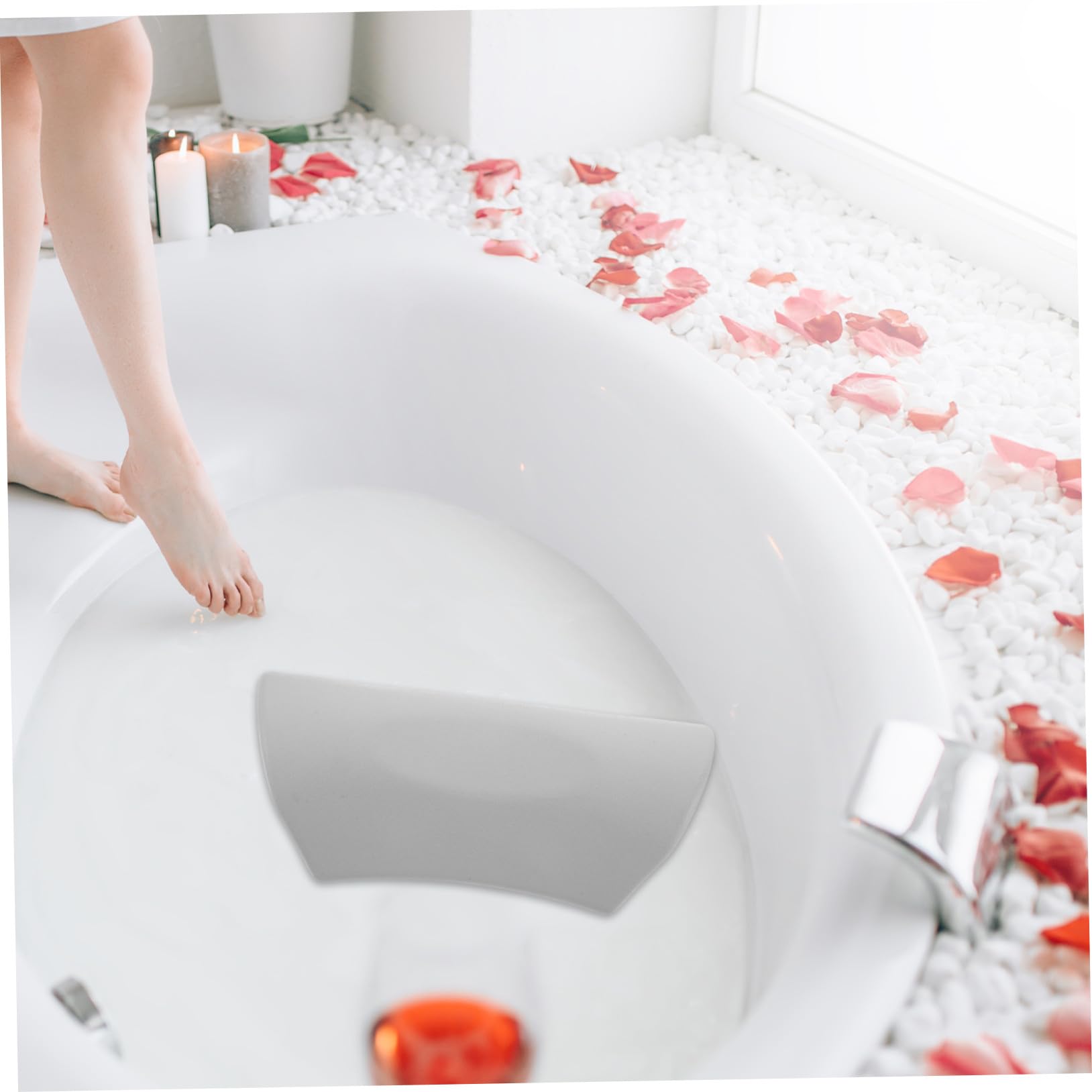 Oreiller de Bain Spa Appui-tête Blanc PU, pour Étanche Baignoire