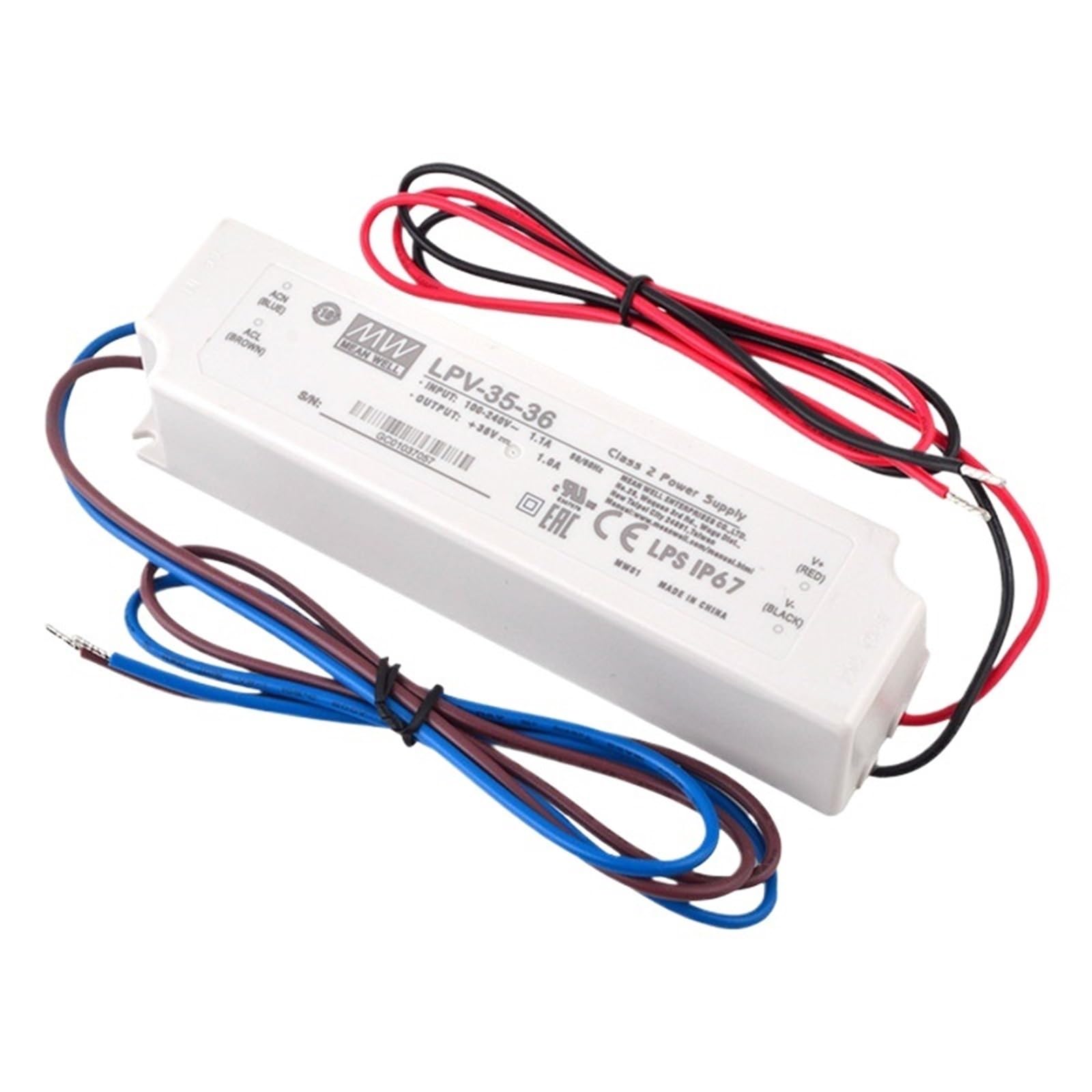 FCARUMIQP LPV-35 Series LED Driver 35W Power Supply for Lighting IP67 Waterproof LPV-35-5 LPV-35-12 LPV-35-15 LPV-35-24(24v-35w)