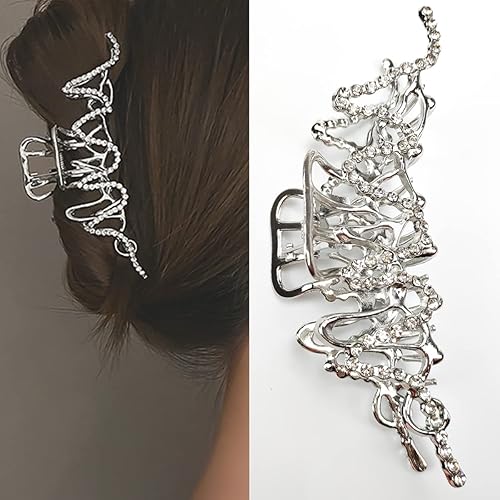 Pinza de pelo geométrica líquida de metal irregular para mujer horquilla grande de metal para el cabello estilo punk pasadores brillantes para mujer