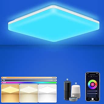LEZOE 18W Smart LED Deckenleuchte Dimmbar RGB Farbwechsel, 1800LM 2.4GHZ WLAN Led Deckenlampe Bunt RGB Steuerbar via APP, IP54 Badleuchte Für Wohnzimmer Kompatibel mit Alexa und Google Assistant