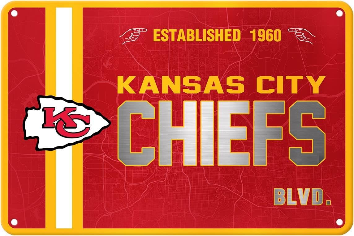 Football Mancave Metal Street Sign, 8" x 12" Red Design Wall Decor Sign Great for Man Cave, Bed Room, Office, Home