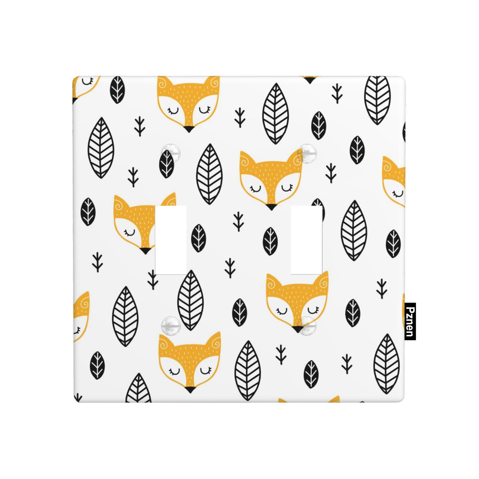 Pznen Boho Fox Cartoon Double Toggle Light Switch Cover Woodland Fox Nursery Wall Plate Covers 2-Gang Toggle Switch Plates Home Decorative Office
