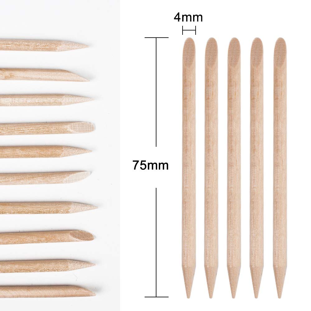 STALEKS PRO Lot de 100 bâtons en bois d'oranger 7,5 cm pour manucure, pédicure, nail art et travaux manuels.