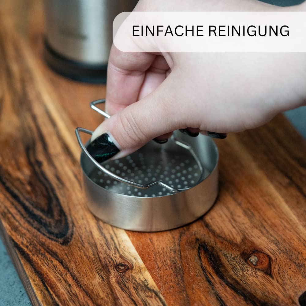 Westmark Setaccio decorativo per cacao e zucchero, Con 4 stencil, Capacità: 250 ml, ø 7,5 cm, Acciaio inox, 62842260