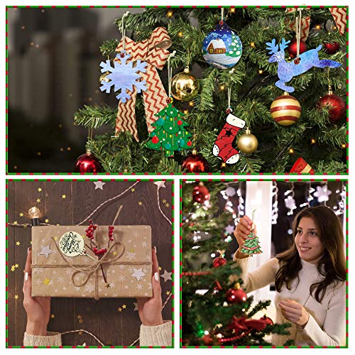 GOLRISEN 50 PCS Holzanhänger Weihnachten Weihnachtsbaumschmuck Holz Christbaumschmuck Bemalen Natur Weihnachtsdeko Basteln Christbaumschmuck aus Holz Selber Machen Baumschmuck Holz Anhänger