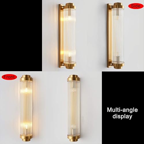 Miniatura 6 de Aplique de pared moderno, apliques de pared, aplique de pared de cristal, iluminación dorada, 2 luces modernas, para montar en la pared, con forma