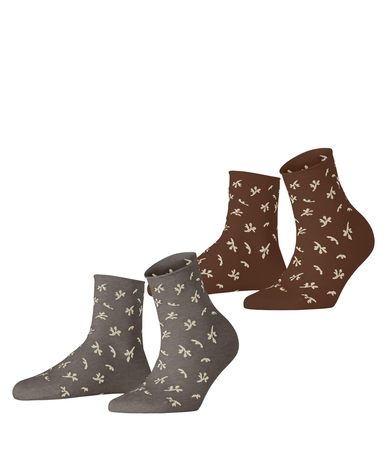 ESPRIT Women's Twig Short Socks Breathable Organic Sustainable Cotton Reinforced Durable Hard-Wearing Soft On Skin Patterned Multipack 2 Pairs