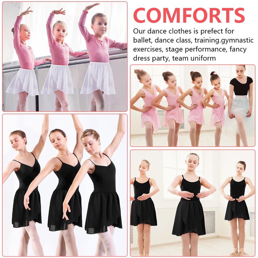DiULi Falda de Danza Ballet para Niña, Falda Corta Gasa de Baile, Faldas Cruzada de Ballet, Faldas de Bailarina Niñas con Cintura Elástica para Patinaje Artístico, Gimnasia y Latino