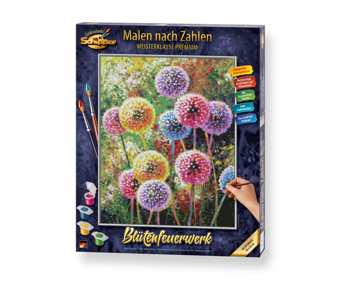 Schipper 609130872 Peinture par numéros - Feux d'artifice floraux - Photos de peinture pour adultes avec pinceaux et peintures acryliques - 40 x 50 cm