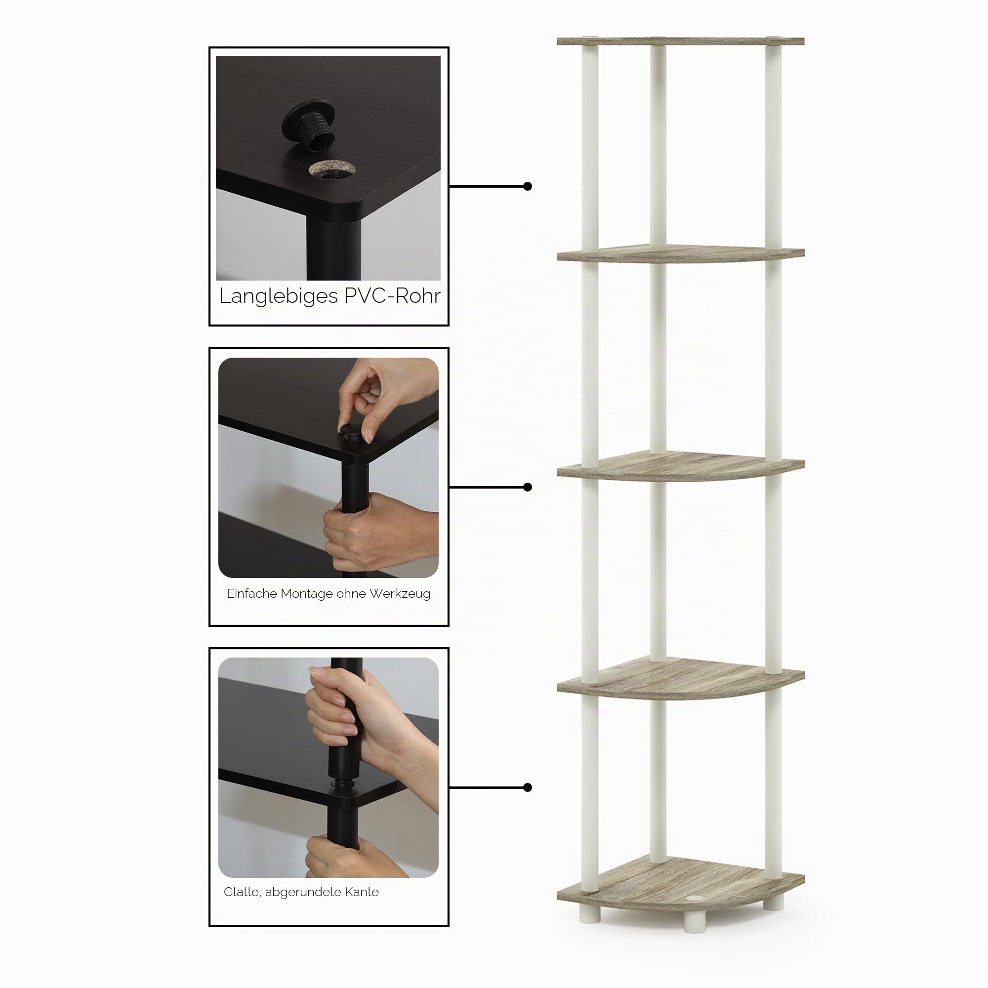 Furinno Turn-N-Tube 5-stufiges Eckregal – Bild 6