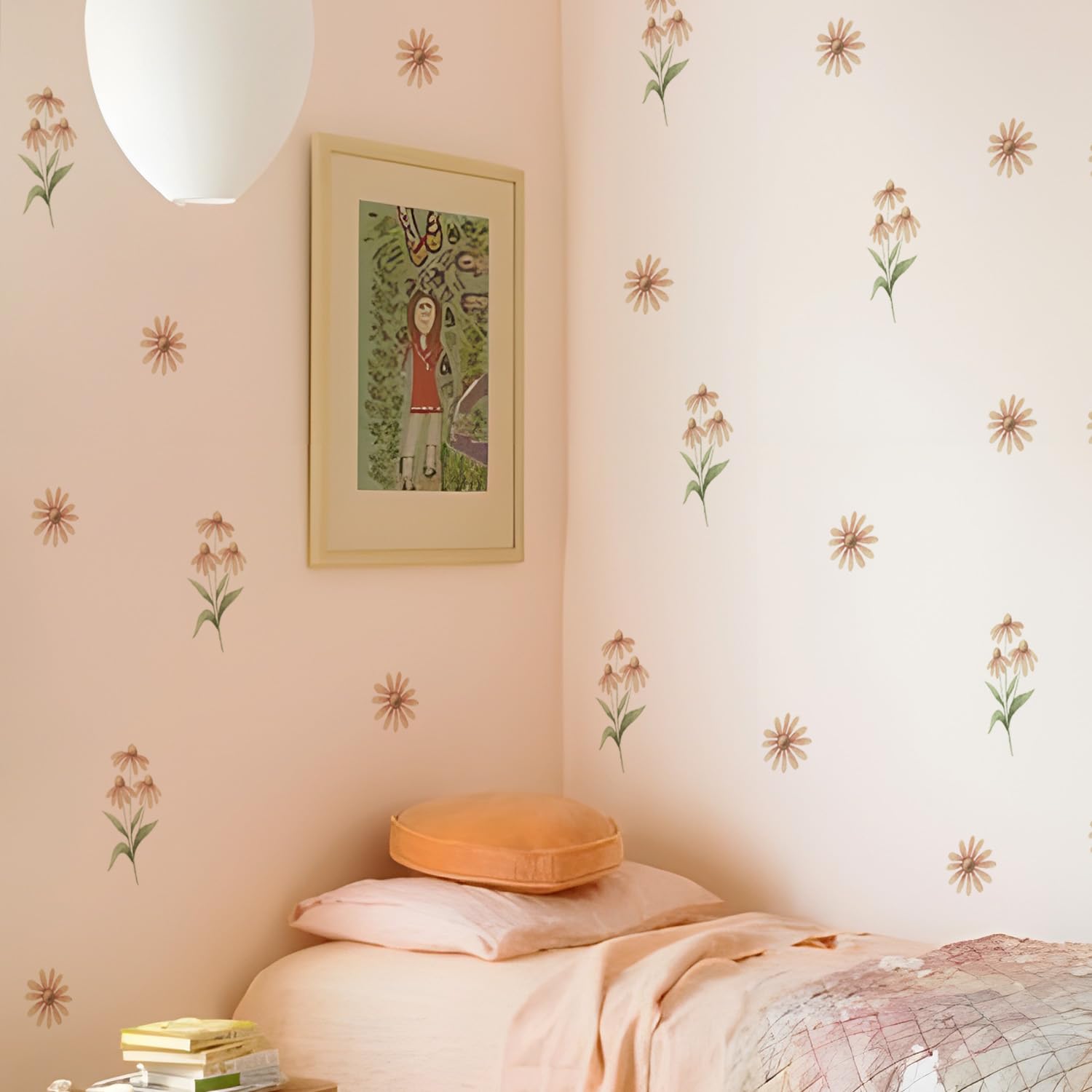 Neukids 40pcs Boho Watercolor Purple Daisies Children's Wall Stickers,Girls Wall Decals Nursery Stickers for Kids Bedrooms Livingroom Kindergarten Window Decor - Image 2