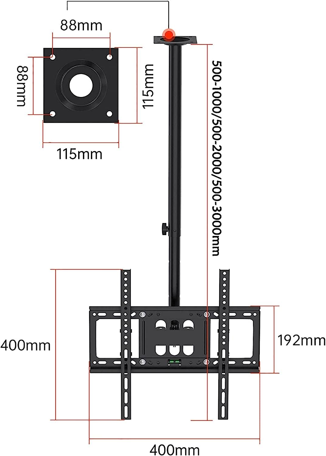 Staffa di montaggio a soffitto per TV LCD a schermo piatto da 32 50 pollici, regolabile in altezza, inclinabile, girevole, supporto per TV fino a 49,9 kg di capacità, supporto da tavolo multifunzione