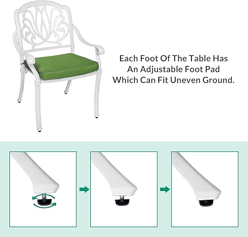 Miniatura 6 de VIVIJASON Sillas acolchadas de 2 piezas para exteriores, sillas de comedor de aluminio fundido para patio, juego de sillas de bistró para balcón,