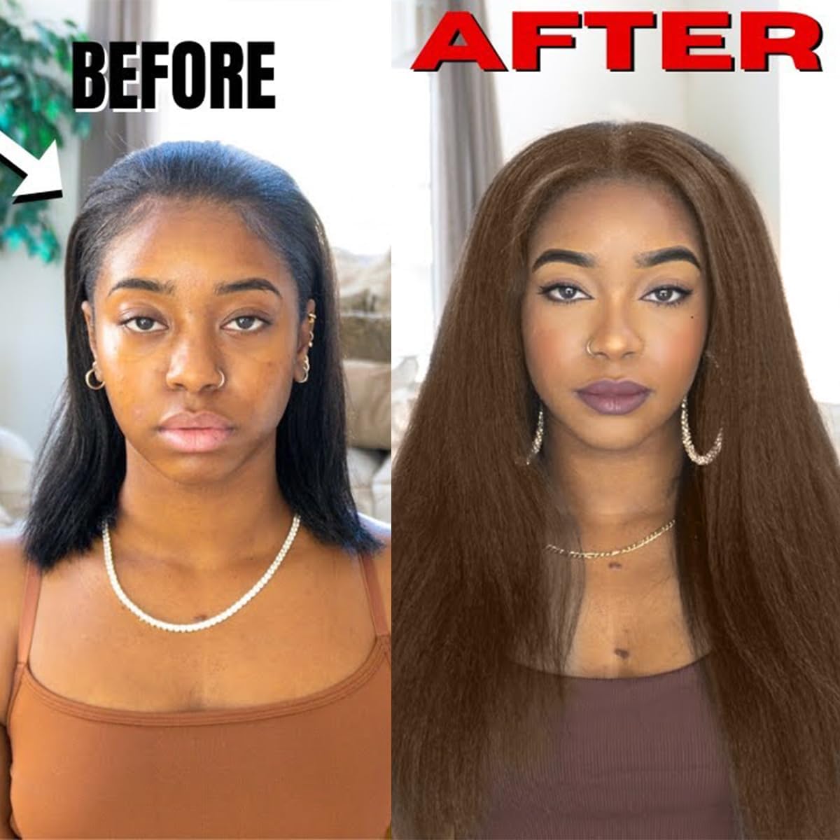18 Inch Brown Kinky Straight Bundles Human Hair Yaki Straight Human Hair Bundles Remy Hair Yaki Straight Bundles for Black Women Natural Human Hair Bundles - Image 4