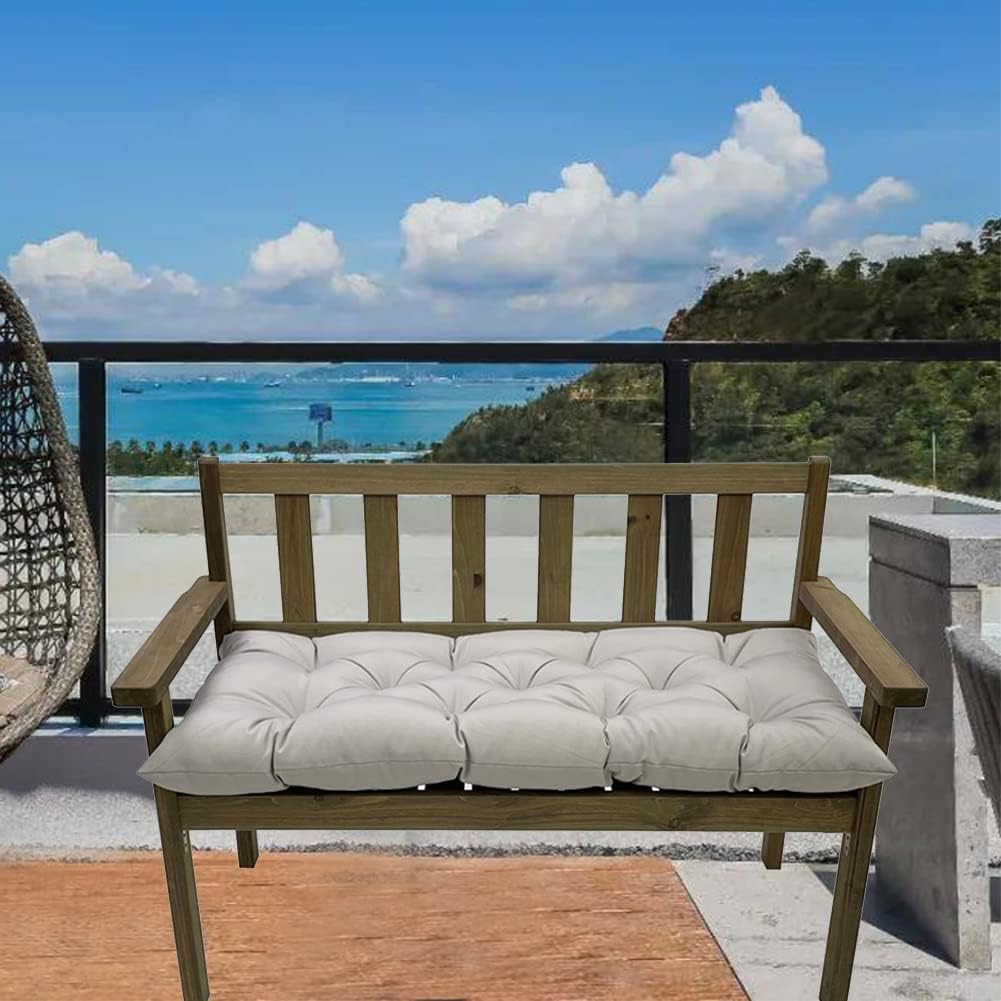 Srutirbo Indoor Outdoor Bench Cushion, Waterproof Swing Cushion Seat Chair Replacement Pads Pillow for Lounger Garden Furniture Patio Metal Wooden (Light Grey, 47 * 20inch)