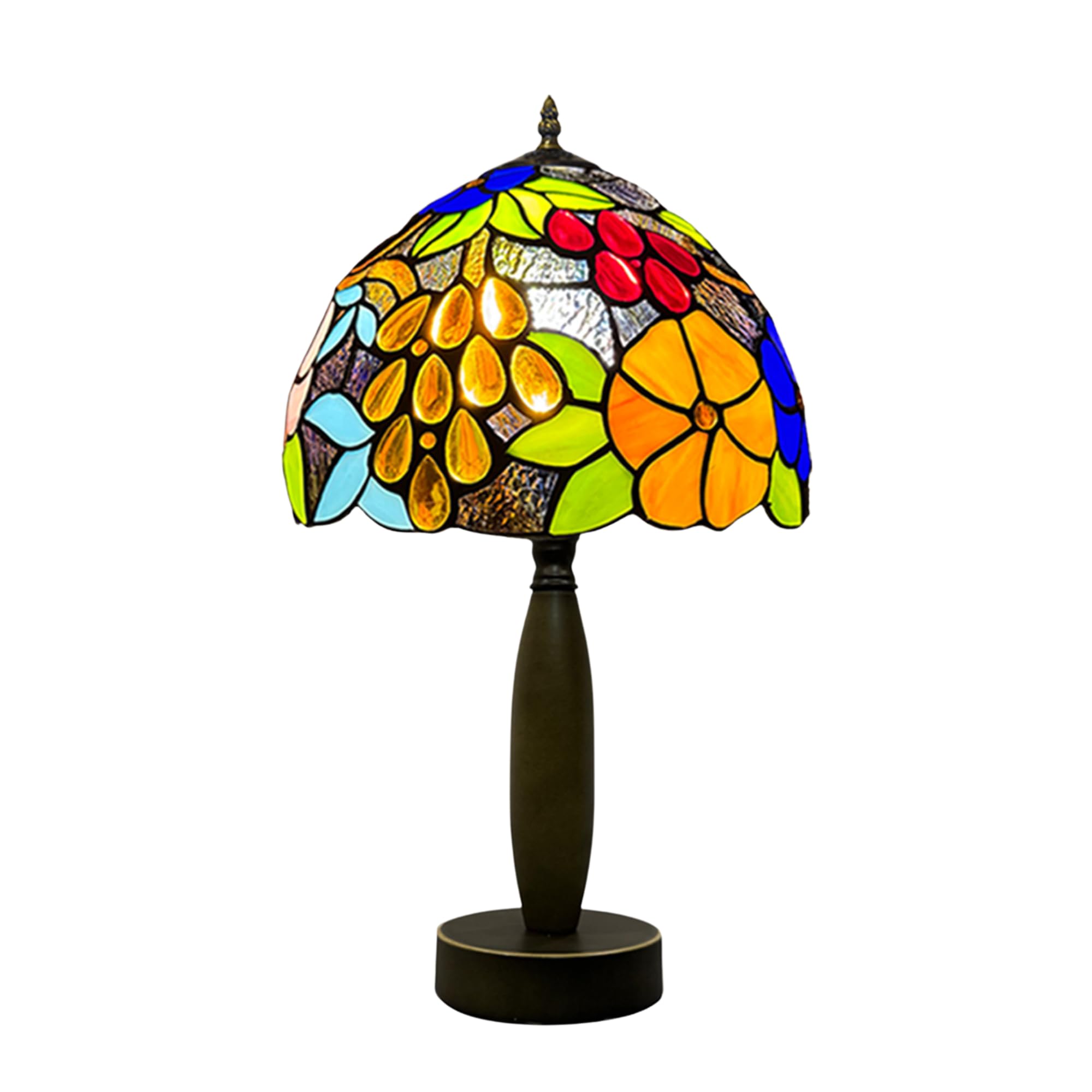 Auroh Tiffany Lamp 10 inch Garden Floral - Metal Base Table Lamp
