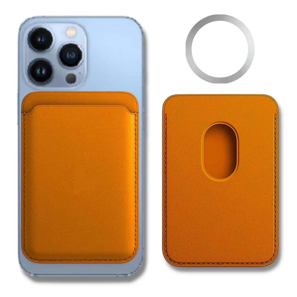 CRYSENDO MagSafe Wallet Compatible with iPhone 12/12 Pro/12 Mini/12 Pro Max/13/13pro/ 13 pro max Leather Magnetic Case Credit Card ID Holder (Gold Brown)