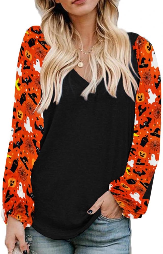 Beyove Boho Tops for Women Long Sleeve V Neck Fall Shirts Bohemian Fashion Hippie Western Dressy Casual Blouses
