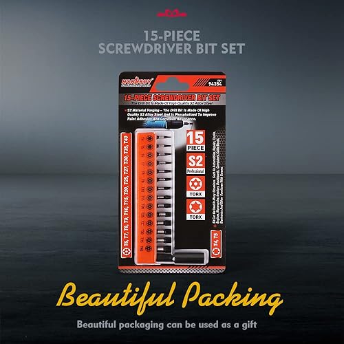 Vista 25 de HORUSDY Juego de brocas de estrella resistentes a manipulaciones, acero de aleación S2, T5 - T40 Torx de seguridad T40