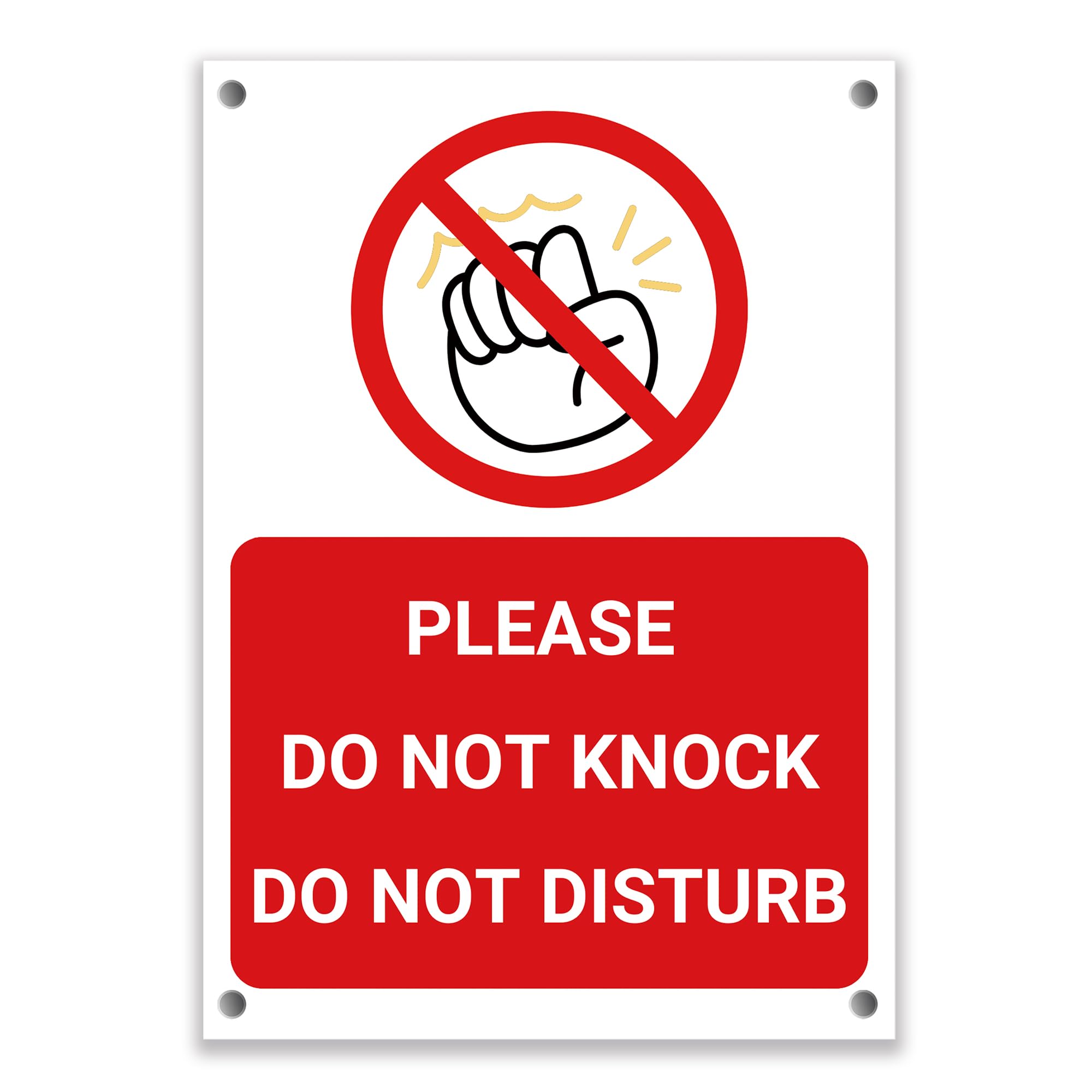 LP Lifestyle Do Not Knock Do Not Disturb Sign – Durable Weatherproof Waterproof Rust-Free PVC Door Sign Please No Knocking Quiet Privacy Notice No.481 (A6 (105mm x 148mm) – Holes)