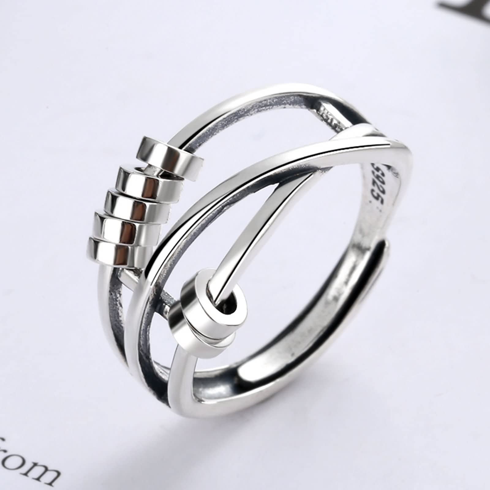 Anello di fidanzamento in argento Sterling, anello regolabile intrecciato regolabile migliore amico regalo di compleanno per le donne, Adjustable, Nessuna pietra preziosa