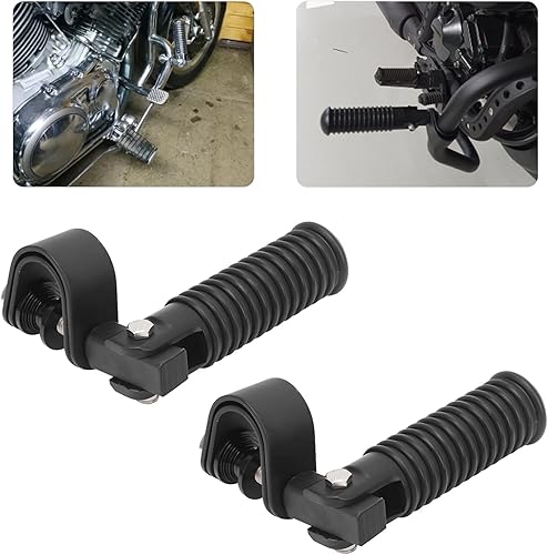 Miniatura 7 de Reposapiés de repuesto para motocicleta, par de clavijas de pie de motocicleta, soporte para reposapiés de 1 pulgada (negro)