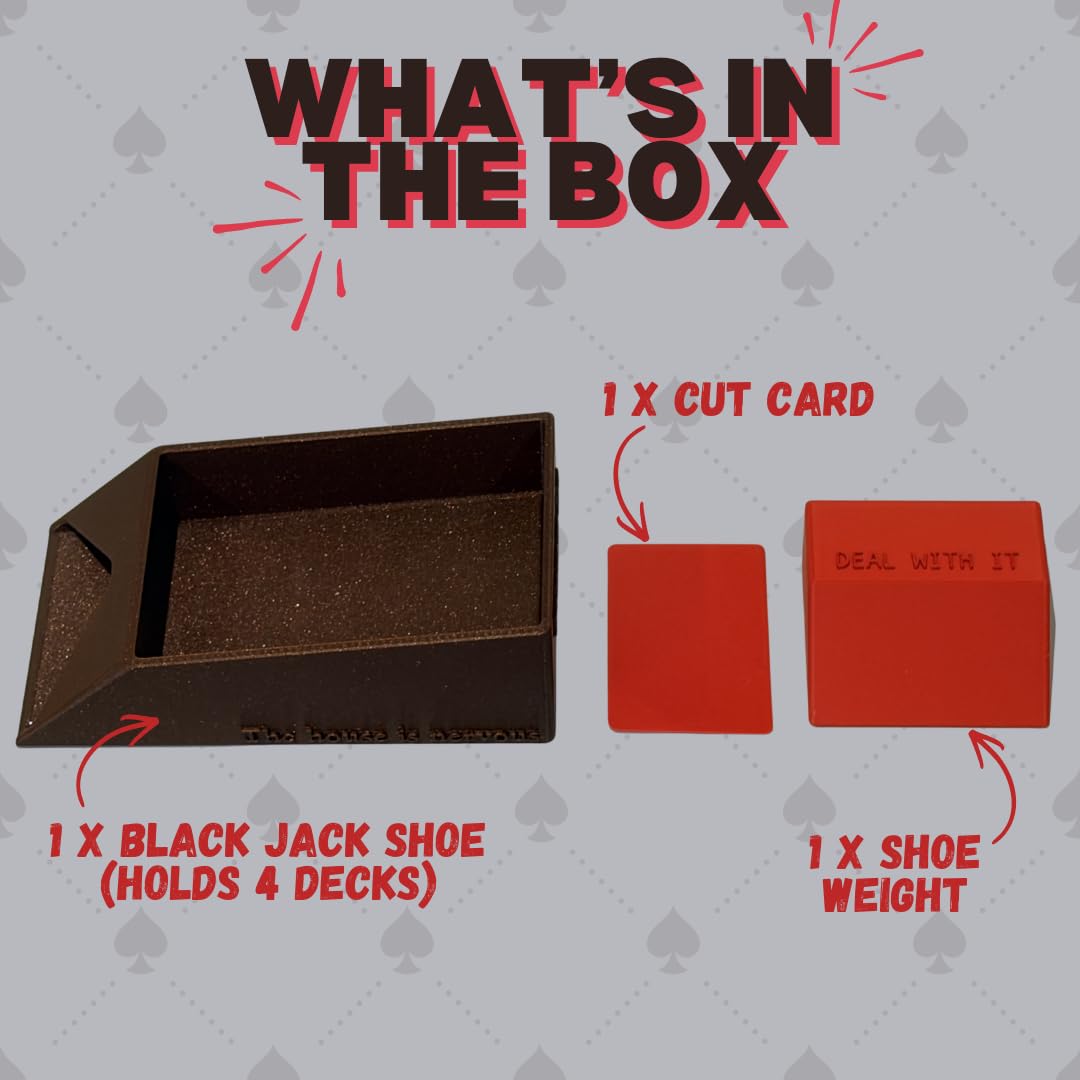 Blackjack Dealer Shoe | Holds Up to 4 Decks | Professional Casino Card Dealing Shoe with Weighted Wedge | Durable Build 800g Total Weight | Custom Name Option for Home Casino & Game Tables 3