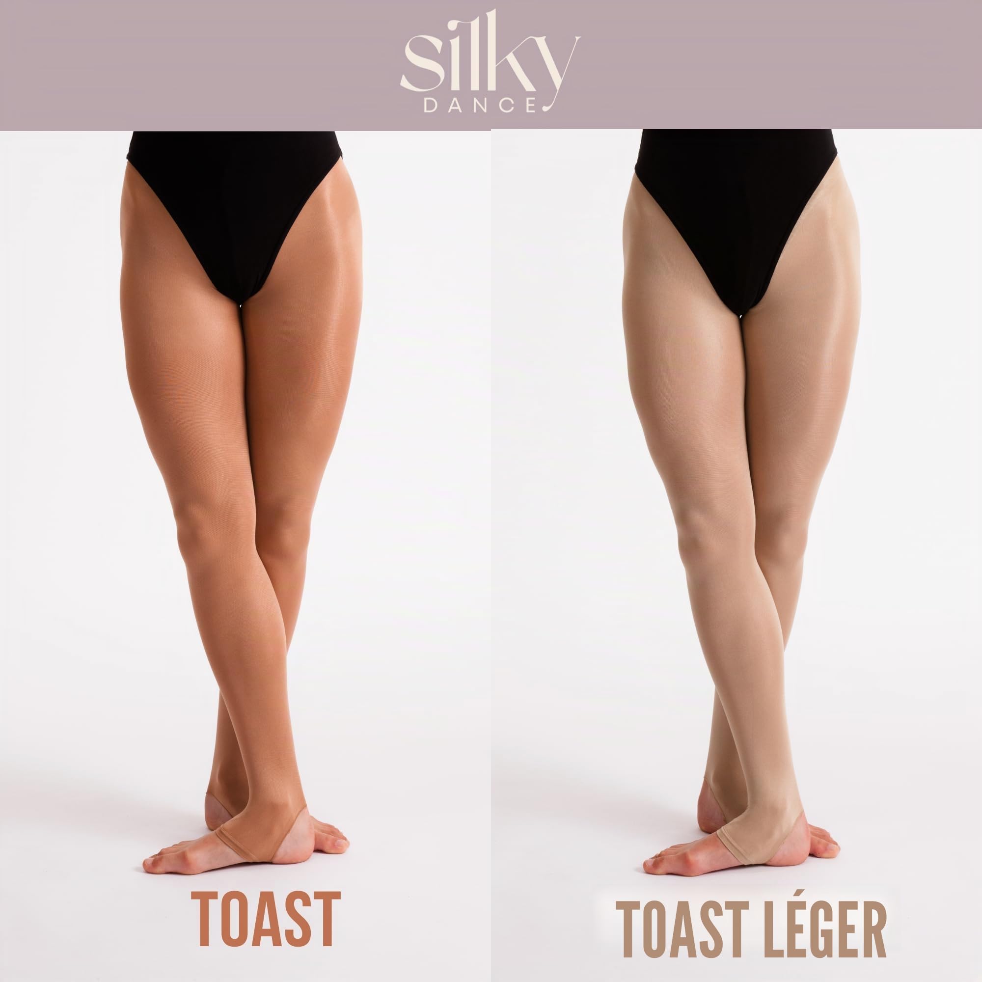 Lot de 2 paires de collants de danse scintillants 60 deniers prêts à l'emploi, pour filles, enfants, adultes, femmes en toast et toast léger