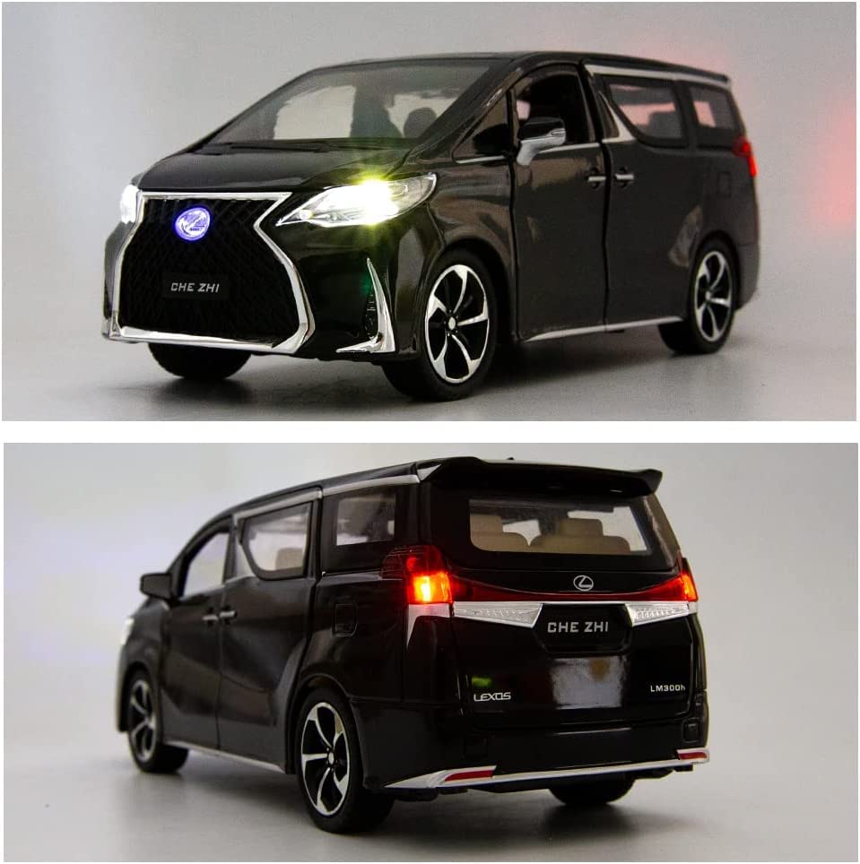 Image of FEXXA 🏎️ Exclusive Alloy Metal Pull Back Die-cast Car Model with Sound Light Mini Auto Toy for Kids Metal Model Toy Car with Sound and Light (1.24 Scale Lexus LM300-BLACK)