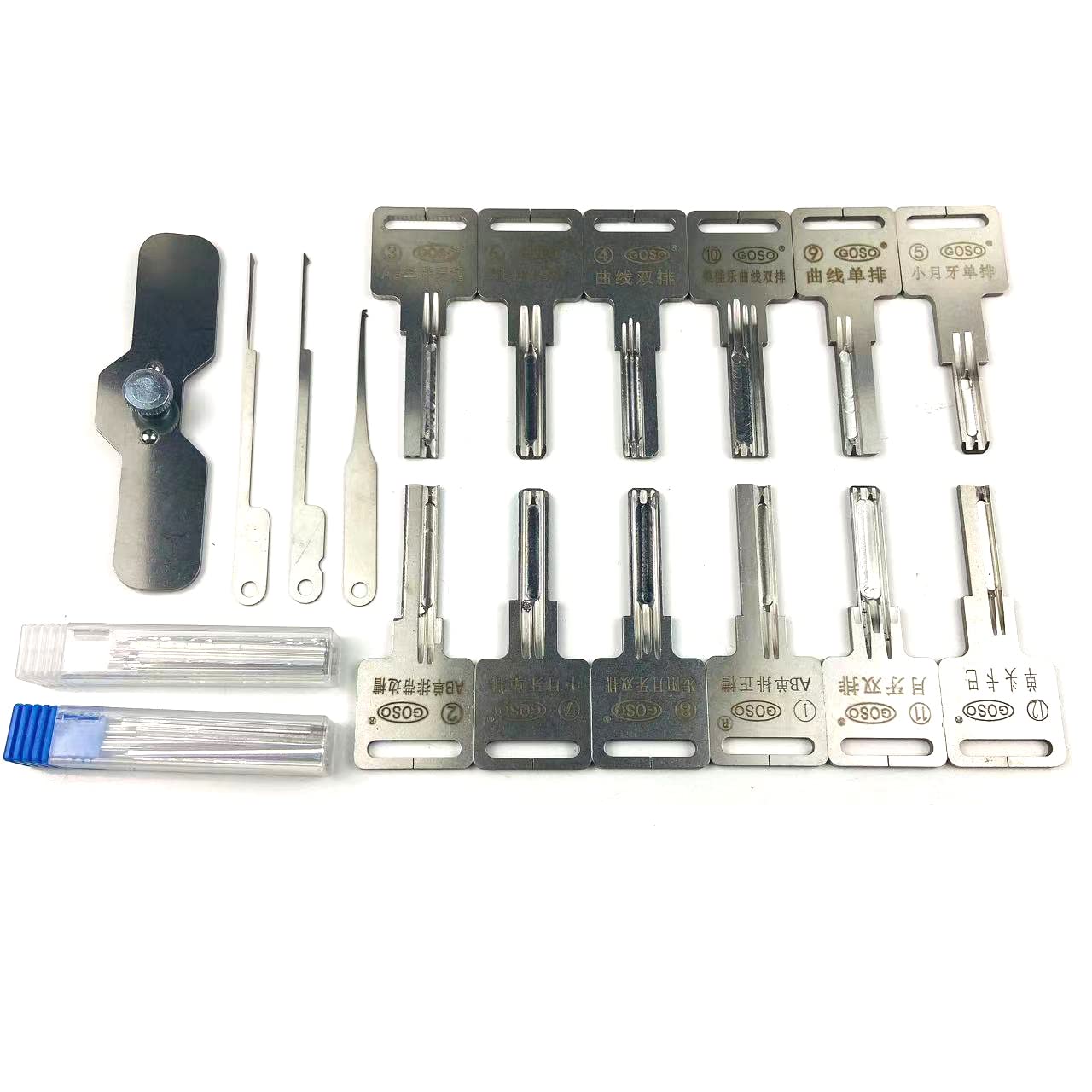 QiDAi Juego de 11 herramientas integradas de hojalata para cerradura de aluminio, herramienta de desbloqueo Kaba de boca plana, Crescent AB, cerrajero