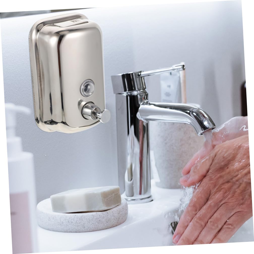 de Jabón Diseño Moderno de Acero Inoxidable Dispensador para Pared Ligero y Portátil 1000 Ml, Manual Adecuado para Cocina y Baño