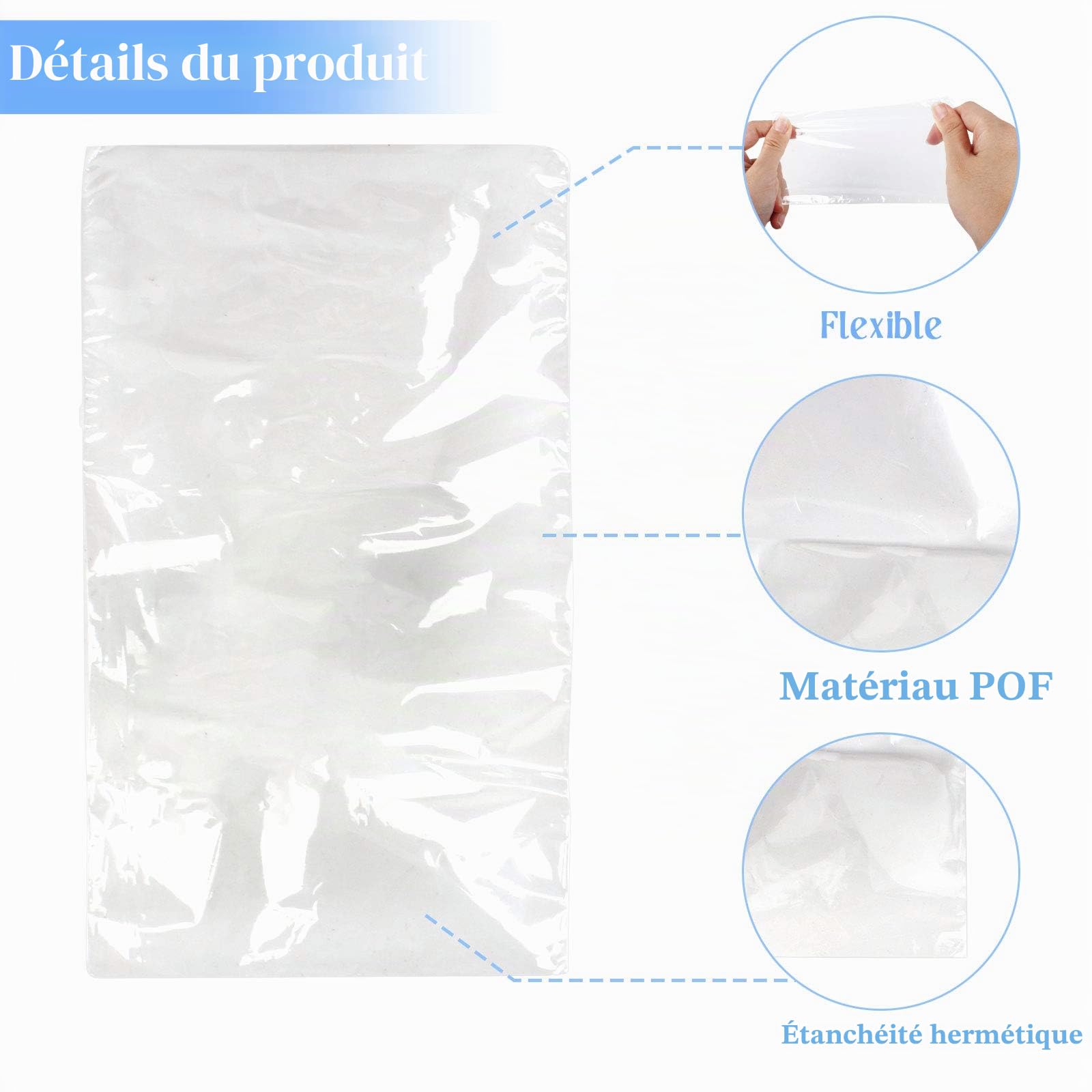 Sac Thermorétractable, 500Pcs Sacs d'emballage Thermorétractables Sont Utilisés pour Emballer Certains Articles comme des Boules de Bain des Bougies des Livres, Sac d'emballage Rétractable a 5 Tailles