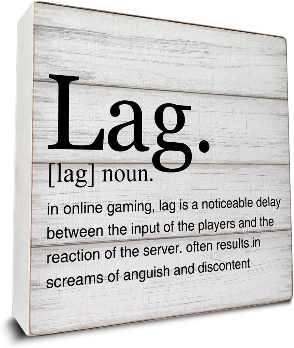 Wooden Box Sign 7x7 Inch Lag Gaming Definition Desk Decor