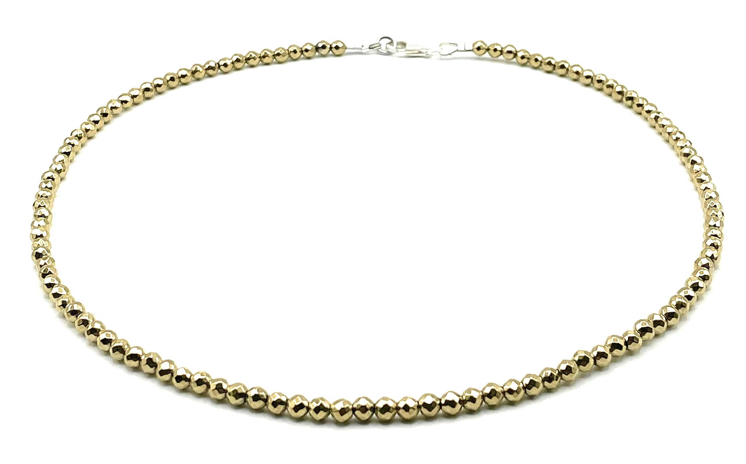 Collana con Ematite Dorata 4 mm e Argento 925, Girocollo con Pietre Dure Naturali, Gioielli Minimalisti, Bijoux Boho, Regalo per Lei