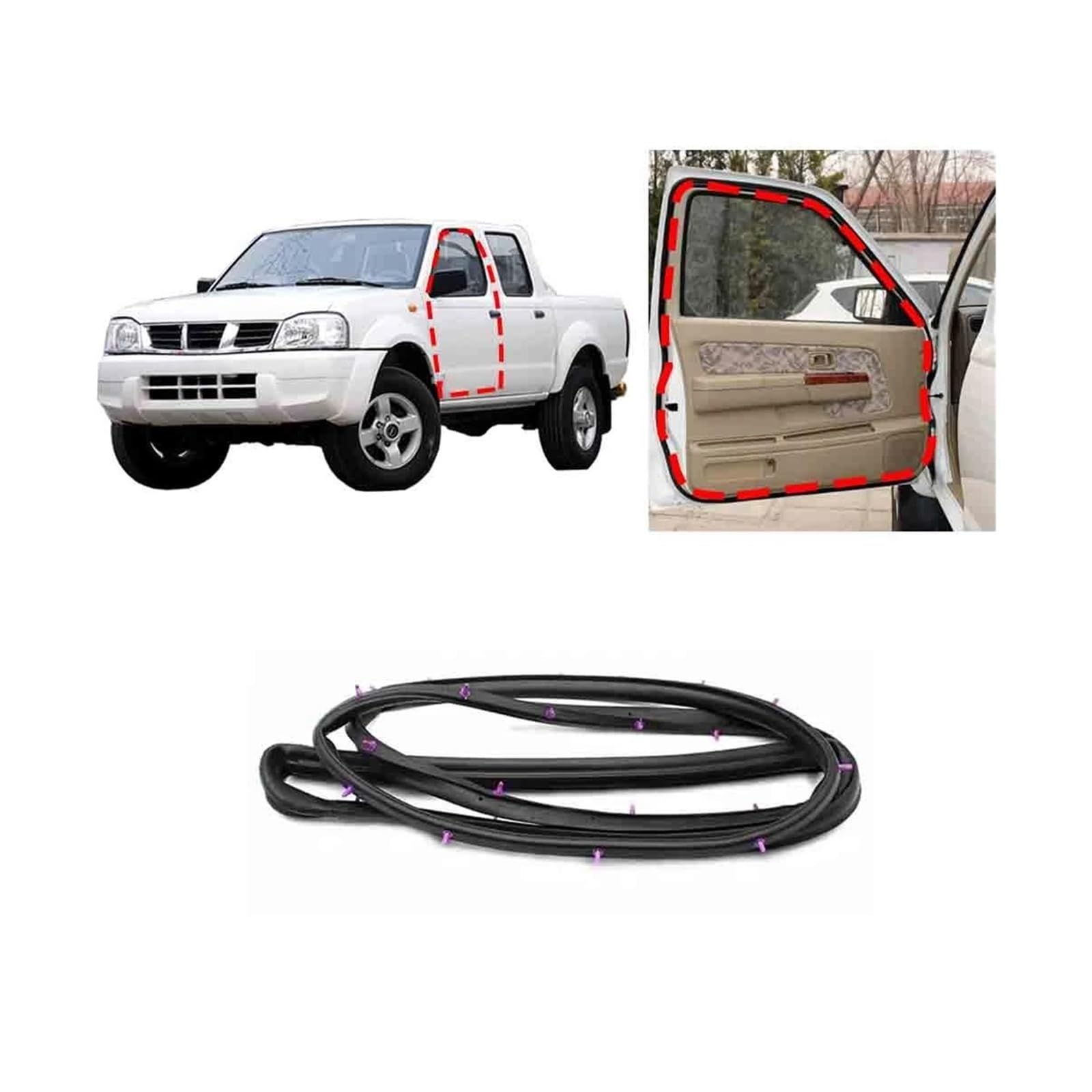 Sigillante in Guarnizione in gomma protettiva per porta con clip per Nissan D22 Pickup per la sigillatura della guarnizione di tenuta Paraspigoli(Front R)