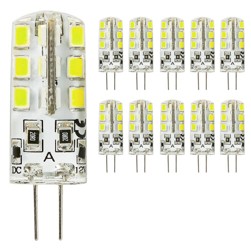 Mengjay® 3 W G4 LED lamp, energy saving, Perfect for Replacing 30 W Halogen Pack of 10 – 12 V DC, 260 lm, Cool White, 6000 K, Beam Angle 360 °