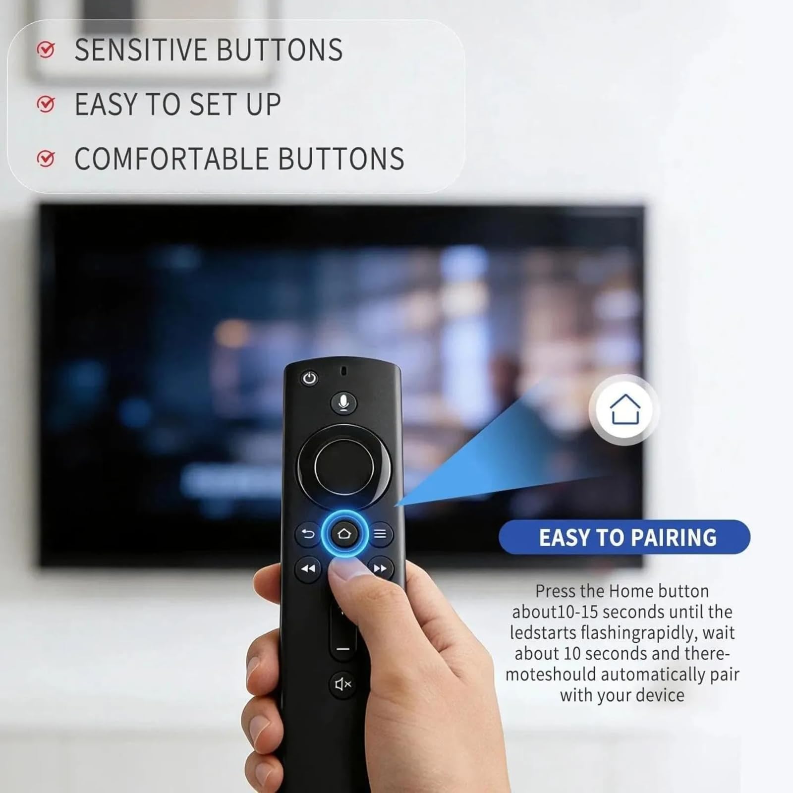 Remote Control Replacement For Fire Stick 4k(1st And 2nd Generation)| Compatibile With Fire Tv Stick | Compatible With Insignia/Pioneer TV — view 4