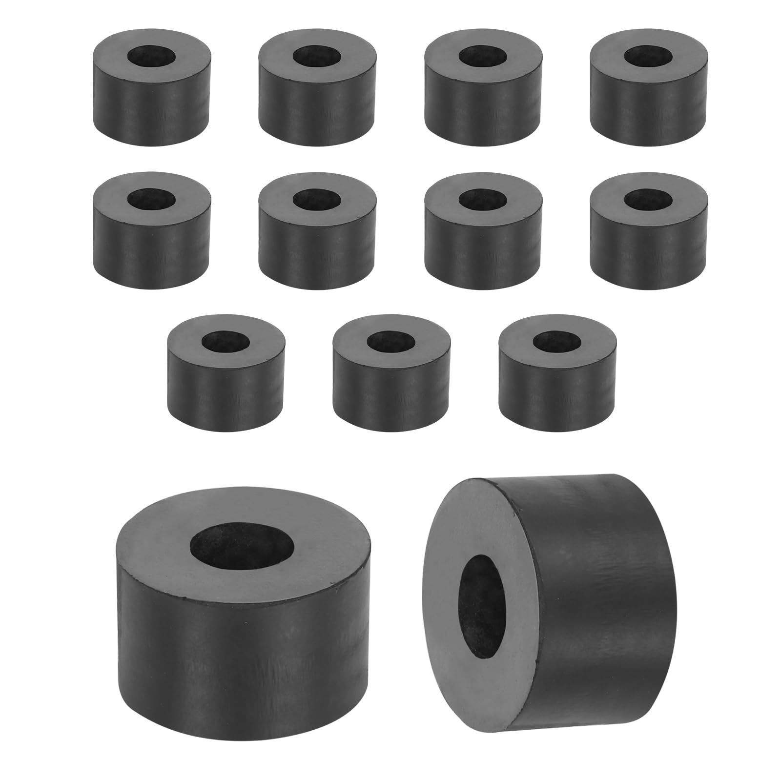 sourcing map 13Pcs Rubber Spacers, 25mm OD, 10mm ID, 15mm Thick Black Round Anti Vibration Rubber Pads Isolation Bushings Washer for Home Cars Boat(0.98"OD x 0.39" ID x 0.59" Thick)