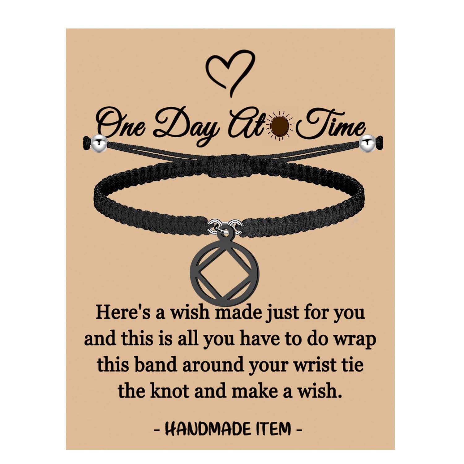 MAOFAED Sobriety Gift AA NA Symbol Bracelet for Men Women Addiction Recovery Gift (NA br)