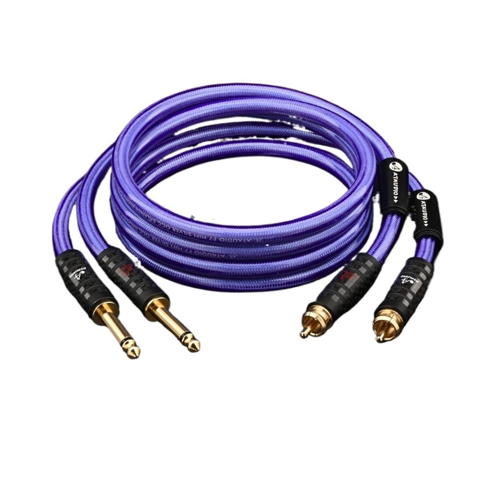HiFi Dual 6,35 mm na Dual RCAA kabel audio, Hi-End, posrebrzany, 6,5 mm TS na RCAA do wzmacniacza, miksera, głośnika (2 m)