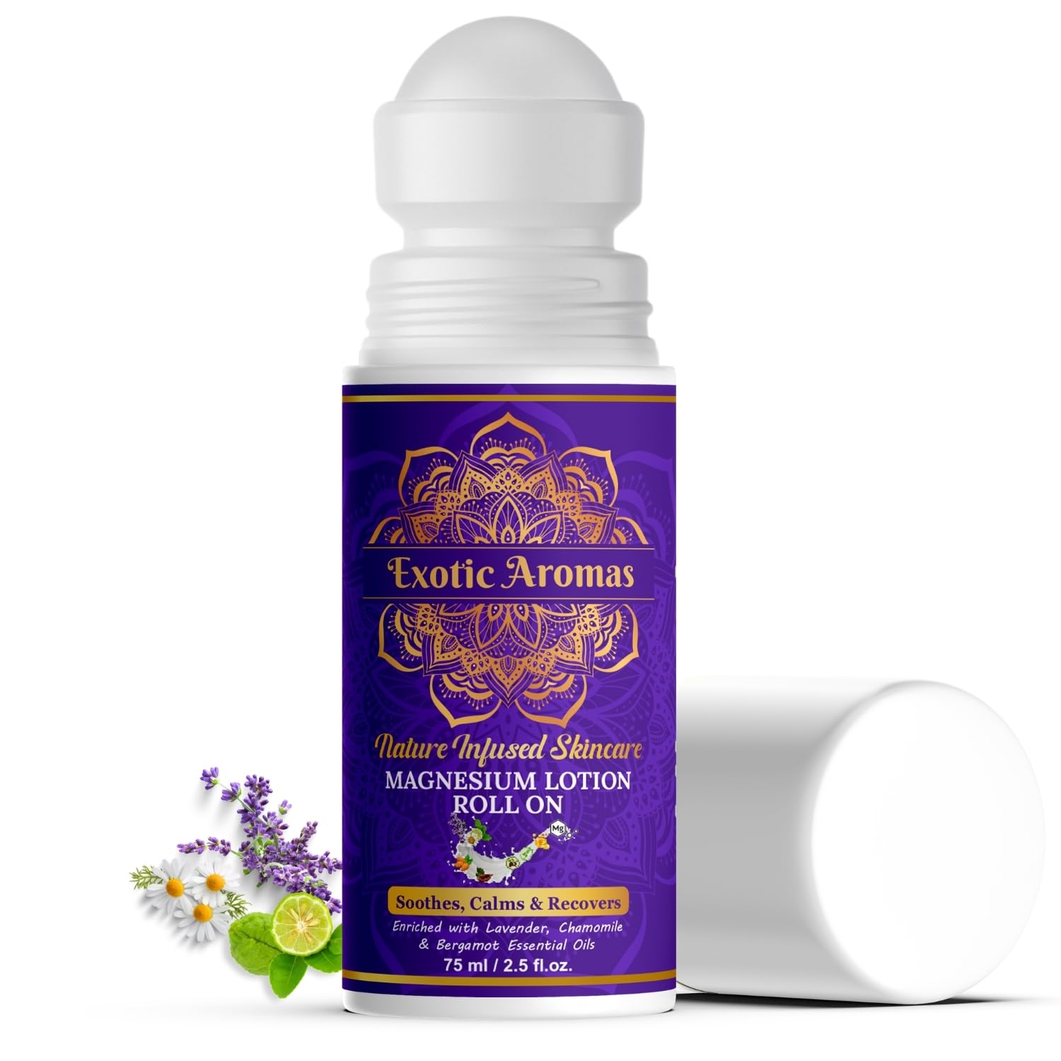 Exotic Aromas Magnesium Lotion Roll on, with topical magnesium chloride | Soothes Muscle Cramps| Promotes Good Sleep | Quick Post Workout recovery| Non Greasy-75ML-image-26