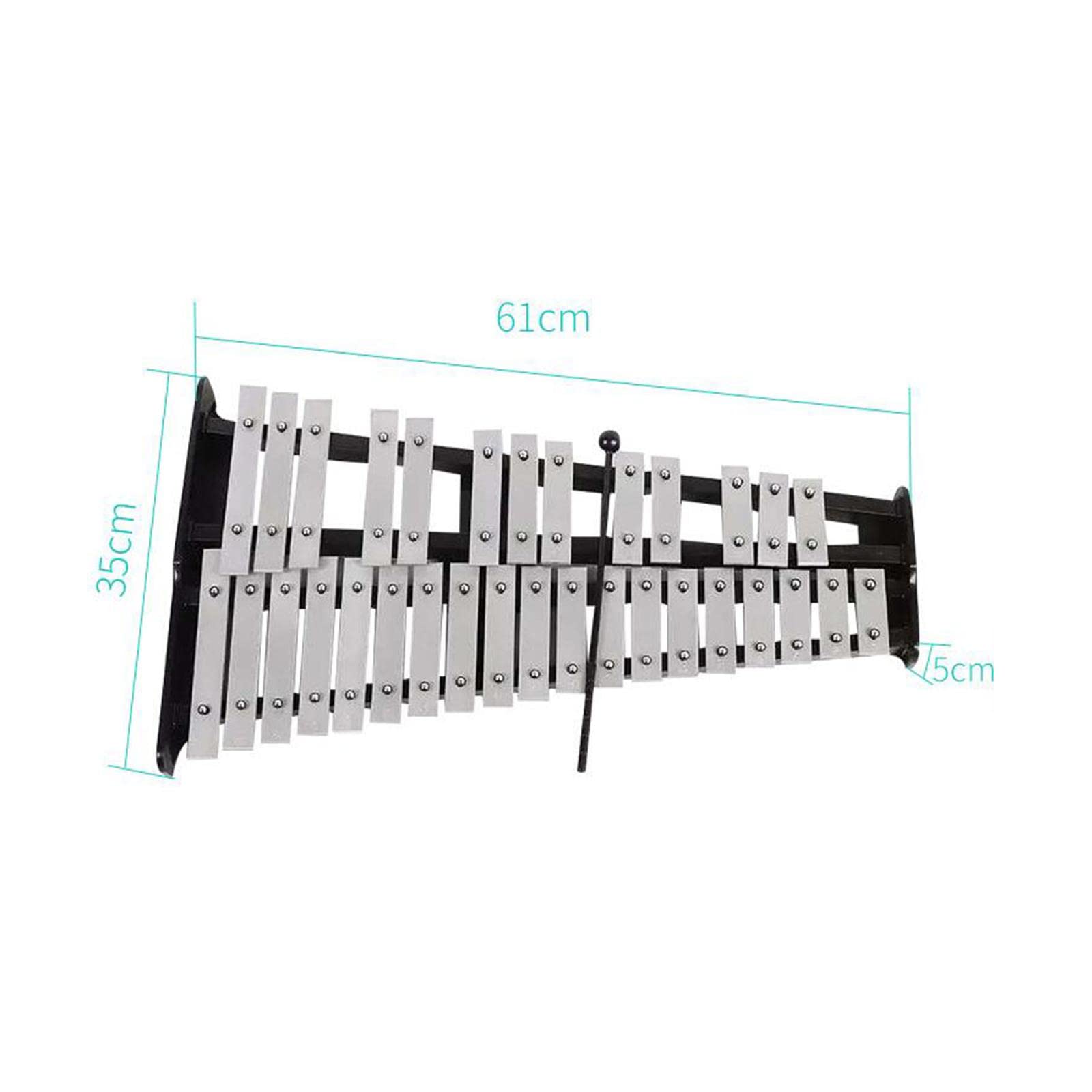 rockible Professionale 32 Note Pieghevole Glockenspiel Xilofono Vibrafono Strumento a Percussione, Include 2 Bacchette per Principianti Regali per Bambini