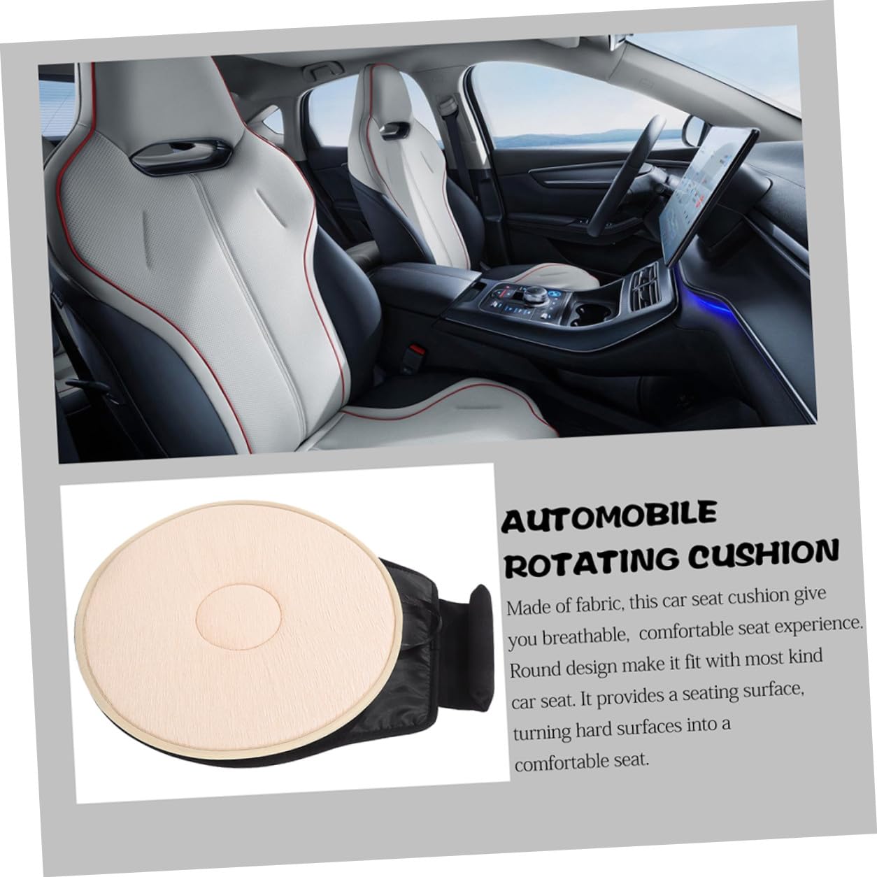 SHINEOFI Cojín de Asiento Giratorio para Coche Función 360 Grados, 2 Unidades Ergonómicas para Personas Mayores y Mujeres Embarazadas, Anillo Simple para Mayor Comodidad