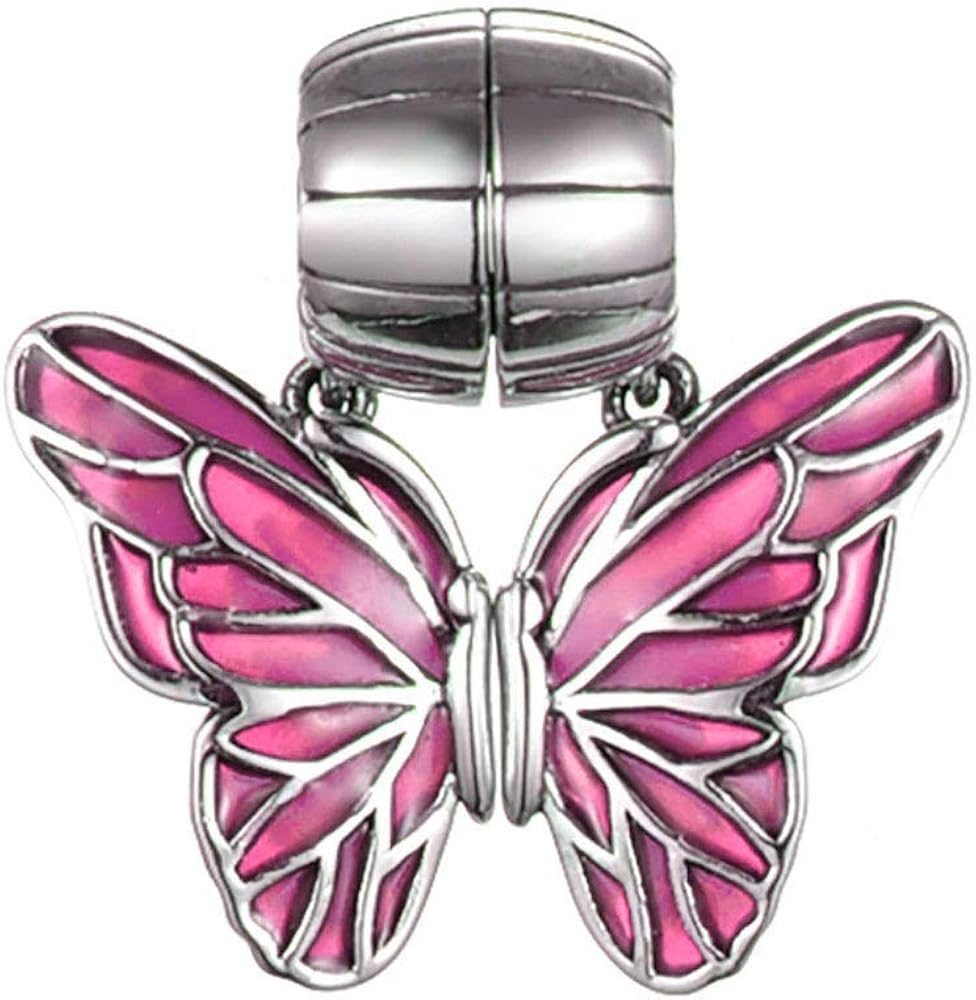 Forever Friends Butterfly Charm Set for Pandora Moments Bracelets 925 Sterling Silver Bead with Pink Enamel Wings Her Girls Women Friendship - Image 3