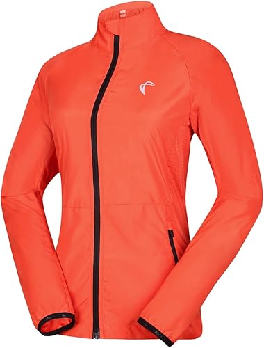 J.CARP - Chaqueta cortavientos para mujer plegable, muy ligera y visible, para actividades al aire libre, ciclismo, correr, chaqueta tejida