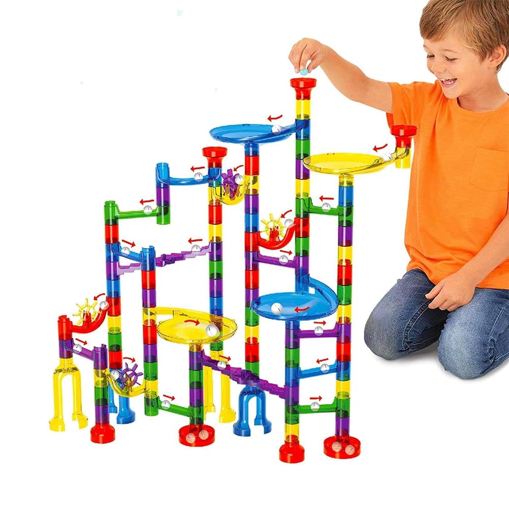 AMERTEER Marble Run Set for Kids, 122 PCS Marble Maze Track Race Game, STEM Construction Building Blocks Toy, Educational Marble Runs, Perfect Birthday Gift for Boys and Girls Ages 3 to 12