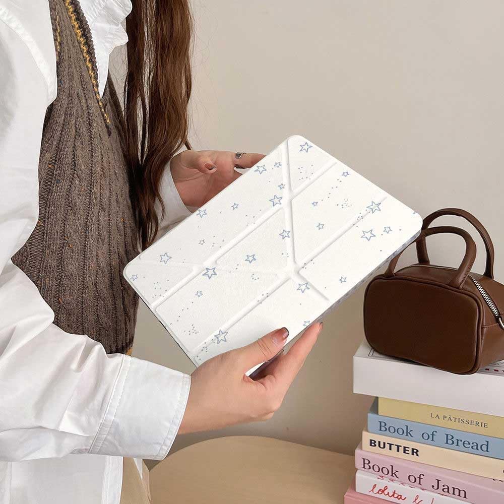 Cute Kawaii Y2K Star Tablet Case for iPad A16 2025/iPad 10th Gen 10.9 Inch 2022 with Pencil Holder, PU Leather Soft TPU Back Cover (for iPad A16 2025/iPad 10th Gen 10.9 Inch 2022)