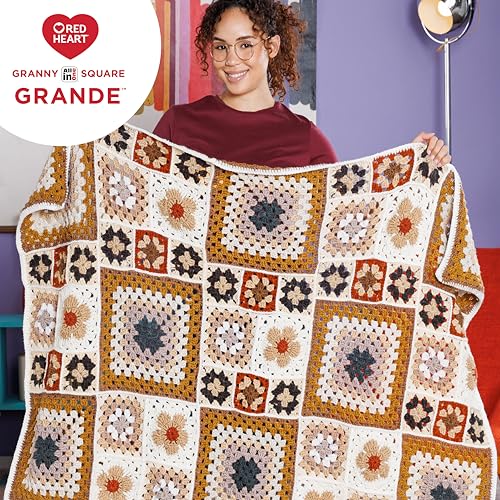 Image of Red Heart Granny Square Grande Yarn for Crocheting, Lollapalooza, 3-Pack | All In One Granny Square Grande Yarn, #4 Medium Worsted Weight 100% Acrylic, Makes 12-Inch Squares, 440 yards, 250g /8.8oz