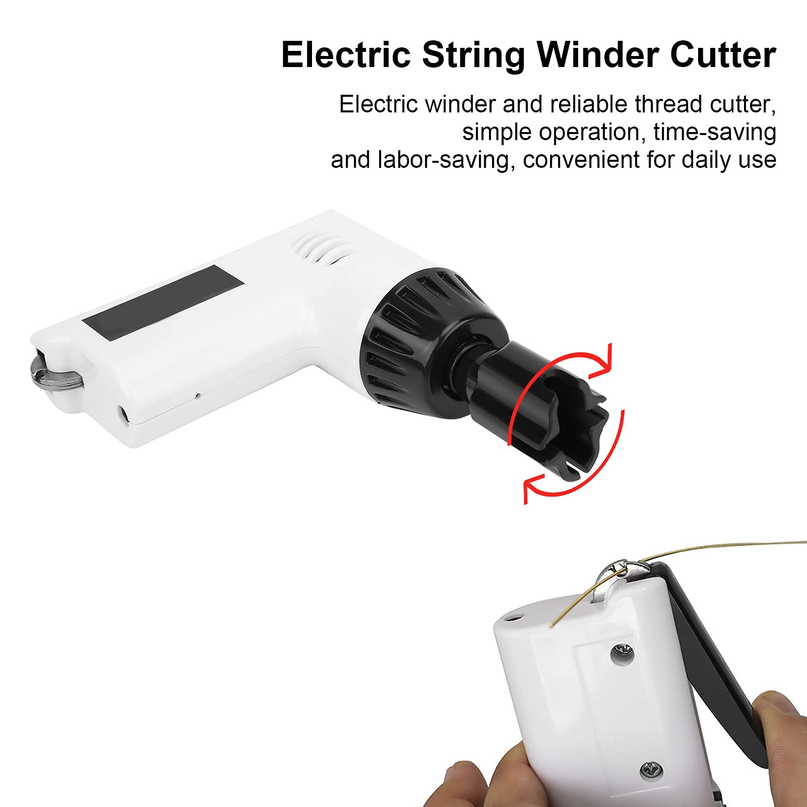 Cortador De Cuerdas De Guitarra, Bobinadora De Cuerdas Multifuncional Bobinadora De Cuerdas Eléctrica Herramienta De Mantenimiento De Guitarra Accesorios De Instrumentos Para Ukulele Bajo 2.7(Blanco)